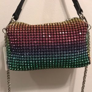 Free People. Rainbow multicolored. Rhinestone purse.